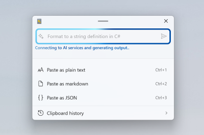 Advanced Paste floating window with AI text formatting options