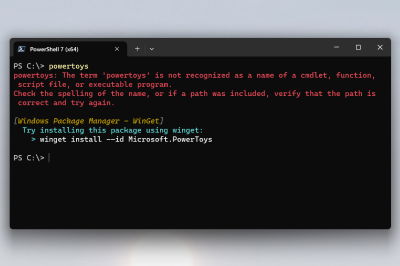 Windows terminal dialog reporting that a command was not found