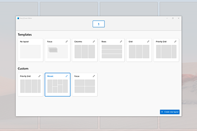 FancyZones window tiling layout editor displayed on a Windows desktop
